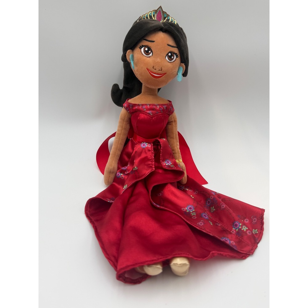 Disney Elena of Avalor Plush Doll Red Satin Dress Tiara 18 Inch Princess Plush
